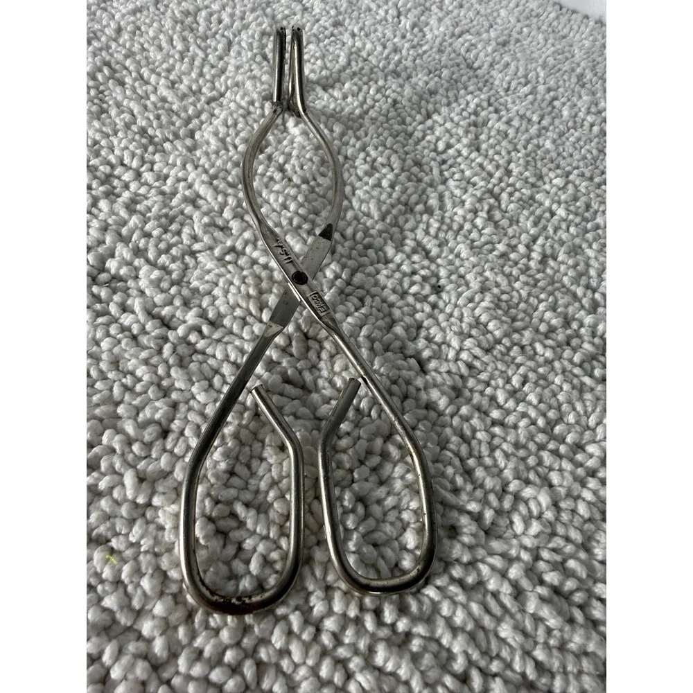 Vintage Ekco‎ USA Metal Kitchen Tongs Scissor Style Silver Tone 8.25 Inch